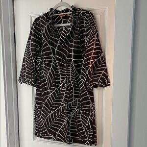 Tory Burch Brown and White Geometric Tunic